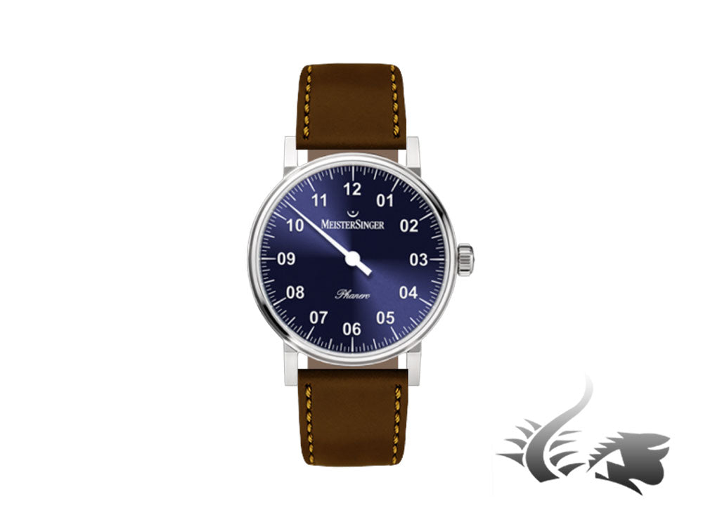 Meistersinger Phanero Watch, Manual winding, Blue sunburst, 35mm, PH308-SCF12