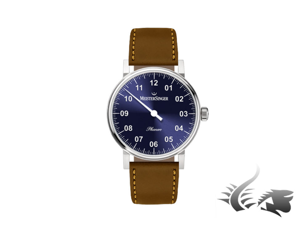 Meistersinger Phanero Watch, Manual winding, SW 210, Blue sunburst, PH308-SCF13