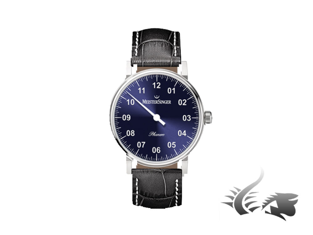 Meistersinger Phanero Watch, Manual winding, Blue sunburst, 35mm, PH308-SG11W