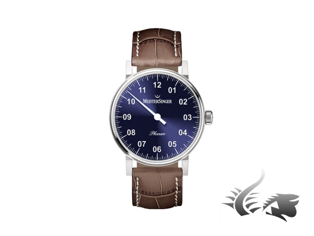 Meistersinger Phanero Watch, Manual winding, SW 210, Sunburst blue, PH308-SG12W