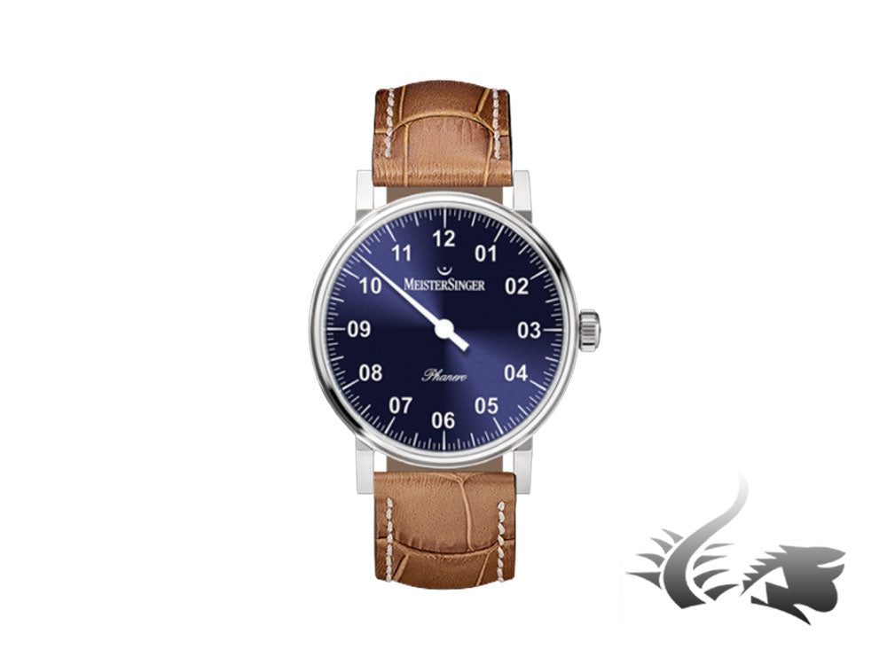 Meistersinger Phanero Watch, Manual winding, SW 210, Blue sunburst, PH308-SG13