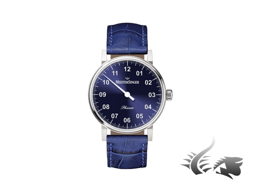 Meistersinger Phanero Watch, Manual winding, SW 210, Blue sunburst, PH308-SG14