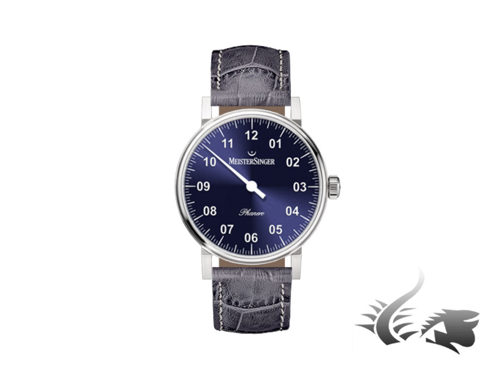 Montre Meistersinger Phanero, remontage manuel, SW 210, bleu Sunburst, PH308-SG16