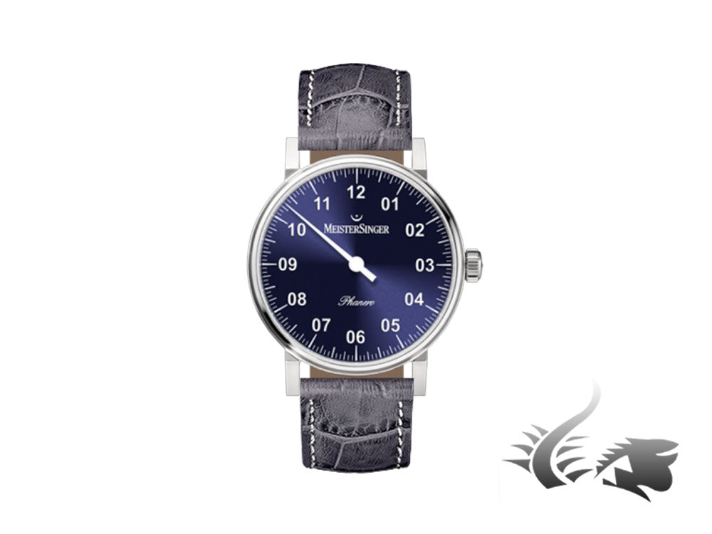 Meistersinger Phanero Watch, Manual winding, SW 210, Sunburst blue, PH308-SG16W