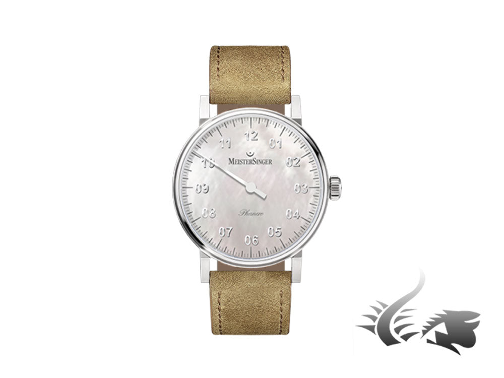 Meistersinger Phanero Watch, Manual winding, SW 210, Mother of pearl