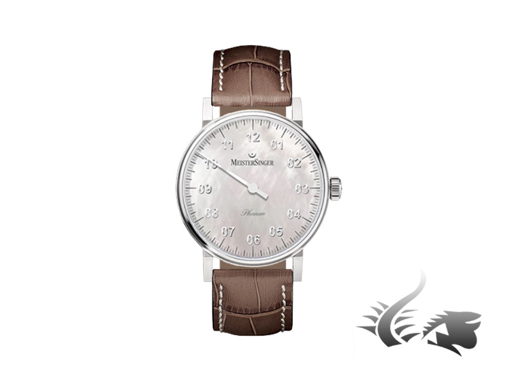 Meistersinger Phanero Watch, Manual winding, SW 210, Mother of pearl, 35mm