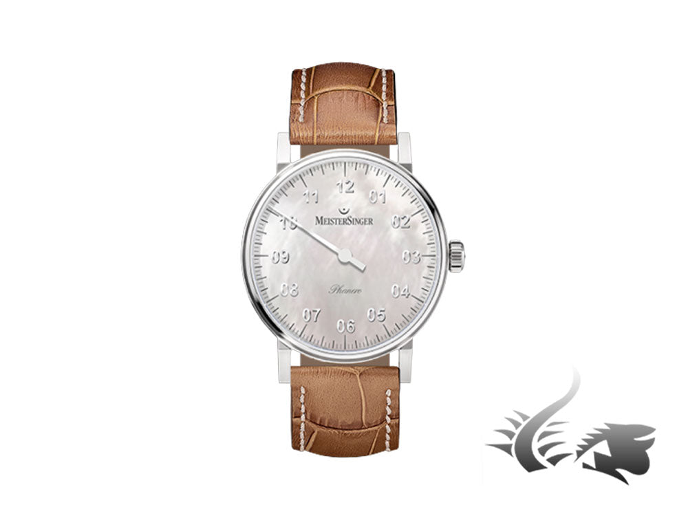 Meistersinger Phanero Watch, Manual winding, SW 210, Mother of pearl, 35mm