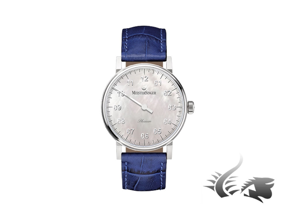 Meistersinger Phanero Watch, Manual winding, SW 210, Mother of pearl, 35mm