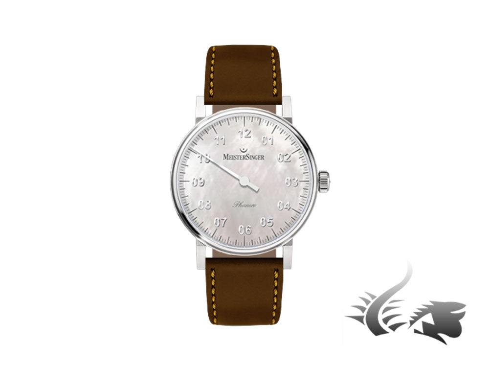 Meistersinger Phanero Watch, Manual winding, SW 210, Mother of pearl, 35mm