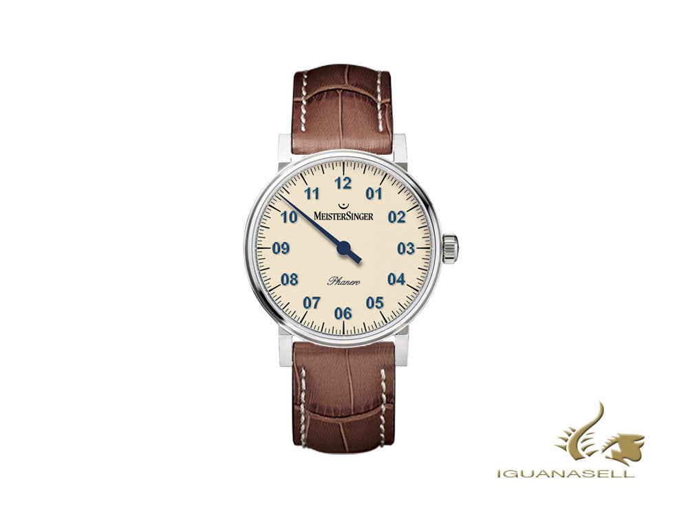 Meistersinger Phanero Watch, Manual winding, SW 210, Ivory, 35mm, PH303-SG02W