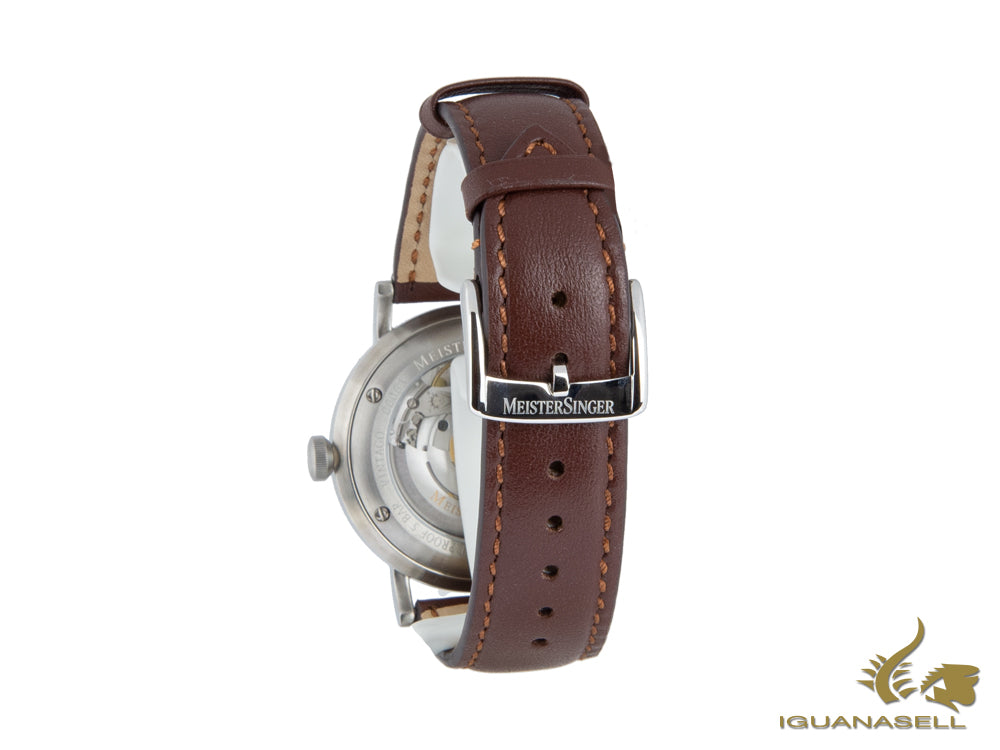 Meistersinger Vintago Automatic Watch, SW 200-1, 38mm, Beige, Leather, VT903