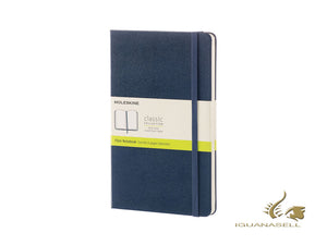 Moleskine Hard cover Notebook, Large (13 x 21 cm), Plain, Blue, 240 pages