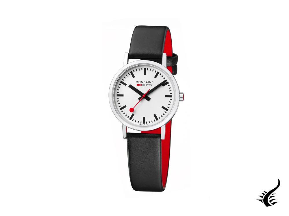 Mondaine Classic Quartz Watch, White, 30 mm, Leather strap, A658.30323.16SBB