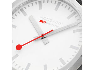 Montre à quartz classique Mondaine, blanche, 40 mm, bracelet en tissu, A660.30360.17SBB