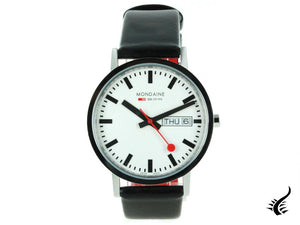 Montre à quartz classique Mondaine, acier inoxydable poli, verre minéral, 36 mm