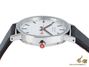 Montre à quartz classique Mondaine, acier inoxydable poli, verre minéral, 36 mm