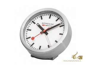 Horloge de table Mondaine Montre à quartz, acier, blanc, 12,5 cm, A997.MCAL.16SBB