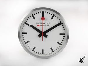 Mondaine Clocks Quartz Watch, Aluminium, White, 40cm, A995.CLOCK.16SBB