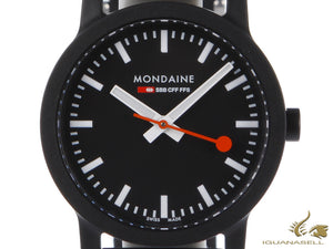 Montre à quartz Mondaine Essence, écologique - recyclée, noire, 32 mm, MS1.32120.RB