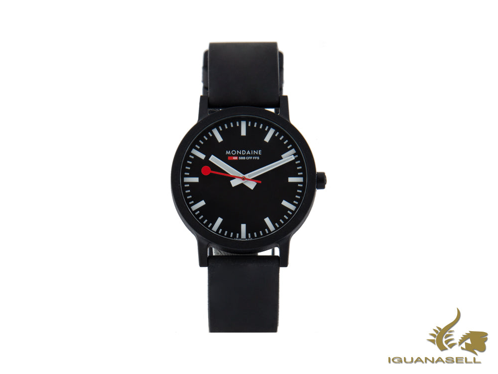 Montre à quartz Mondaine Essence, écologique - recyclée, noire, 41 mm, MS1.41120.RB