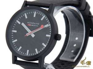 Montre à quartz Mondaine Essence, écologique - recyclée, noire, 41 mm, MS1.41120.RB