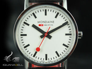 Mondaine SBB Classic Quartz watch, polished stainless , Mineral crystal, 30mm