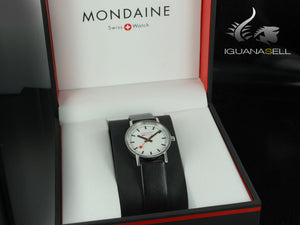 Montre à quartz classique Mondaine SBB, acier inoxydable poli, verre minéral, 30 mm