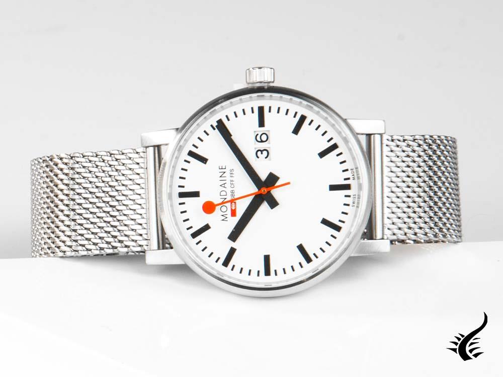 Montre à quartz Mondaine SBB Evo2 Big, blanche, 40 mm, jour, MSE.40210.SM