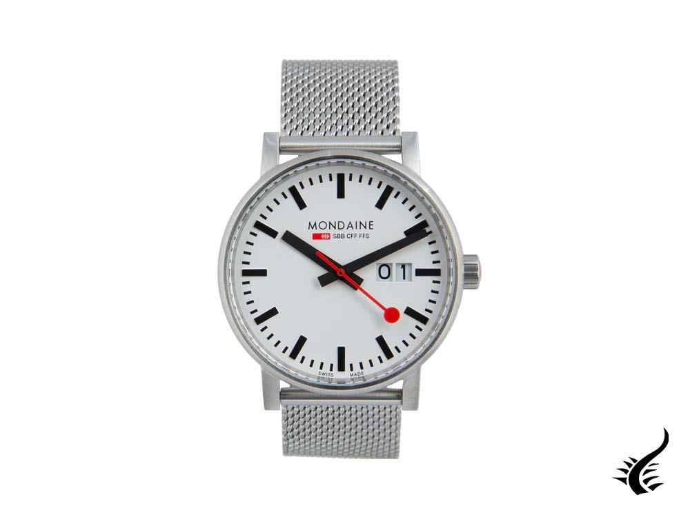 Montre à quartz Mondaine SBB Evo2 Big, blanche, 40 mm, jour, MSE.40210.SM