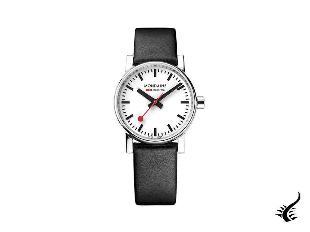 Mondaine SBB Evo2 Quartz Watch, White, 30mm, Leather strap, MSE.30110.LB