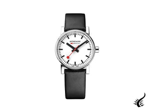 Montre à quartz Mondaine SBB Evo2, blanche, 30 mm, bracelet en cuir, MSE.30110.LB