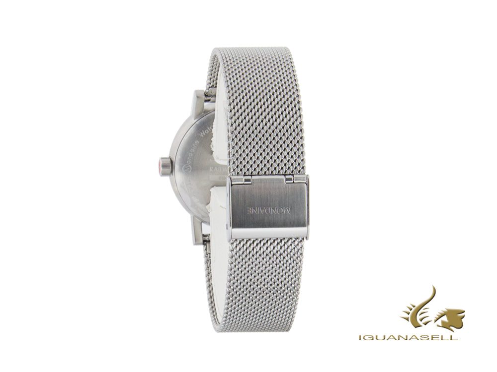 Montre à quartz Mondaine SBB Evo2, blanche, bracelet en maille, MSE.35110.SM