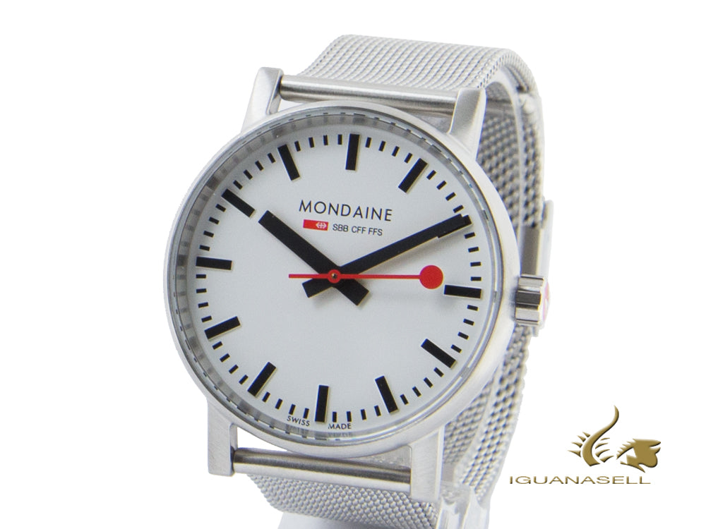 Mondaine SBB Evo2 Quartz Watch, White, Mesh Strap, MSE.35110.SM