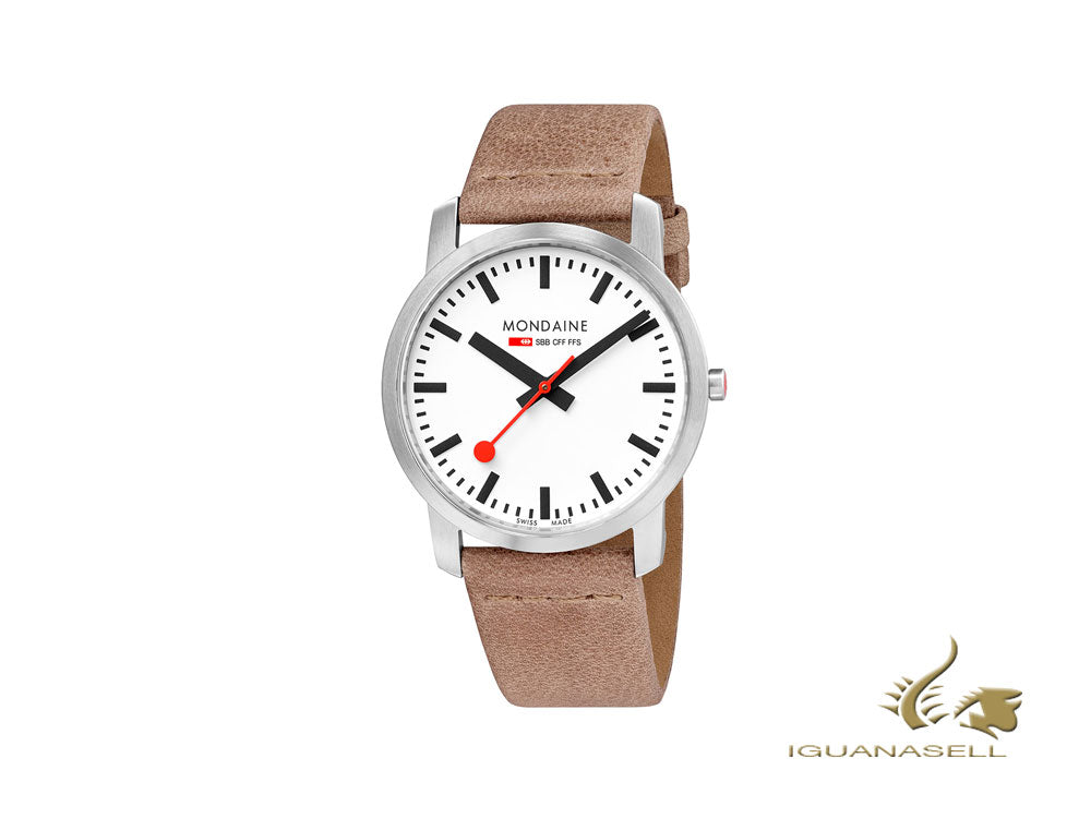 Montre à quartz Mondaine SBB Simply Elegant, blanche, 41 mm, A638.30350.16SBG