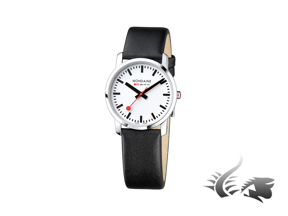 Mondaine SBB Simply Elegant Quartz watch, Black strap, 36mm, A400.30351.11SBB