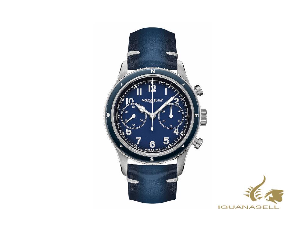 Montre chronographe automatique Montblanc 1858, bleu, 42 mm, 126912