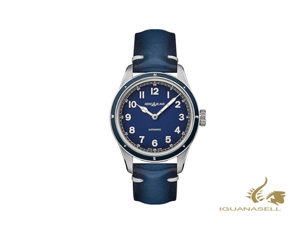 Montblanc 1858 Automatic Watch, Blue, 40 mm, Leather Strap, 126758