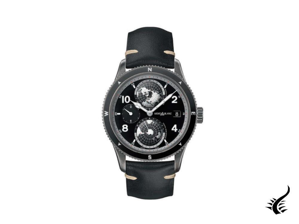 Montre automatique Montblanc 1858 Geosphere, noire, 42 mm, édition limitée, 128257