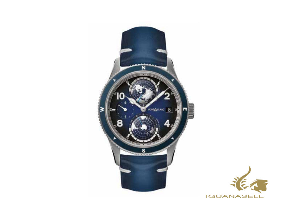 Montre automatique Montblanc 1858 Geosphere, titane, céramique, bleu, 42 mm, 125565