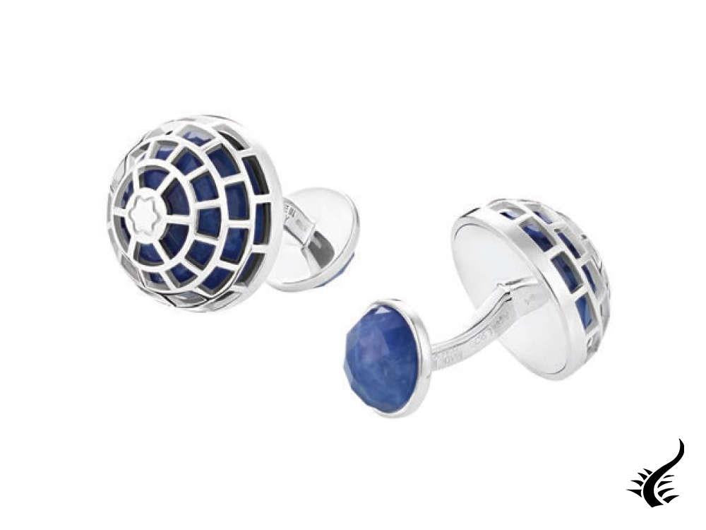 Boutons de manchette Montblanc Creative avec pierre sodalite, argent, bleu, 128167