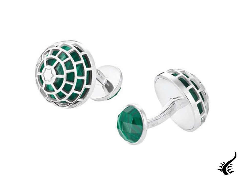 Boutons de manchette Montblanc Creative Malachite, argent, vert, poli, 128400