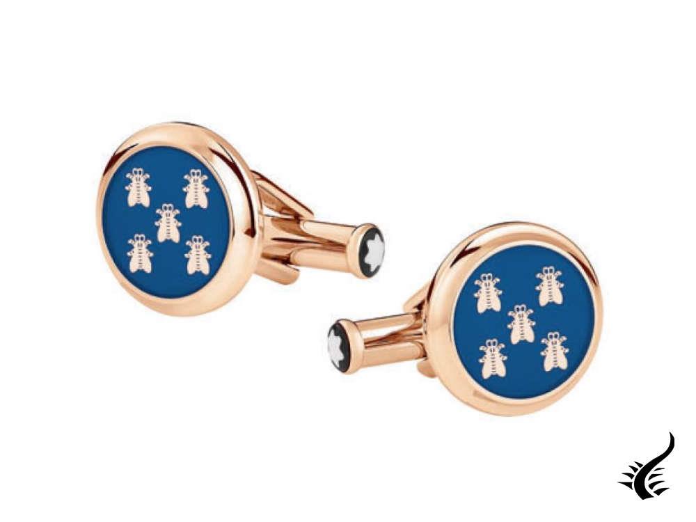 Montblanc Creative Napoleon Cufflinks, Steel, Blue, Polished, 128393