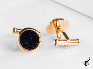 Montblanc Iconic Cufflinks, Stainless steel, Gold, Blue, Polished, 112908