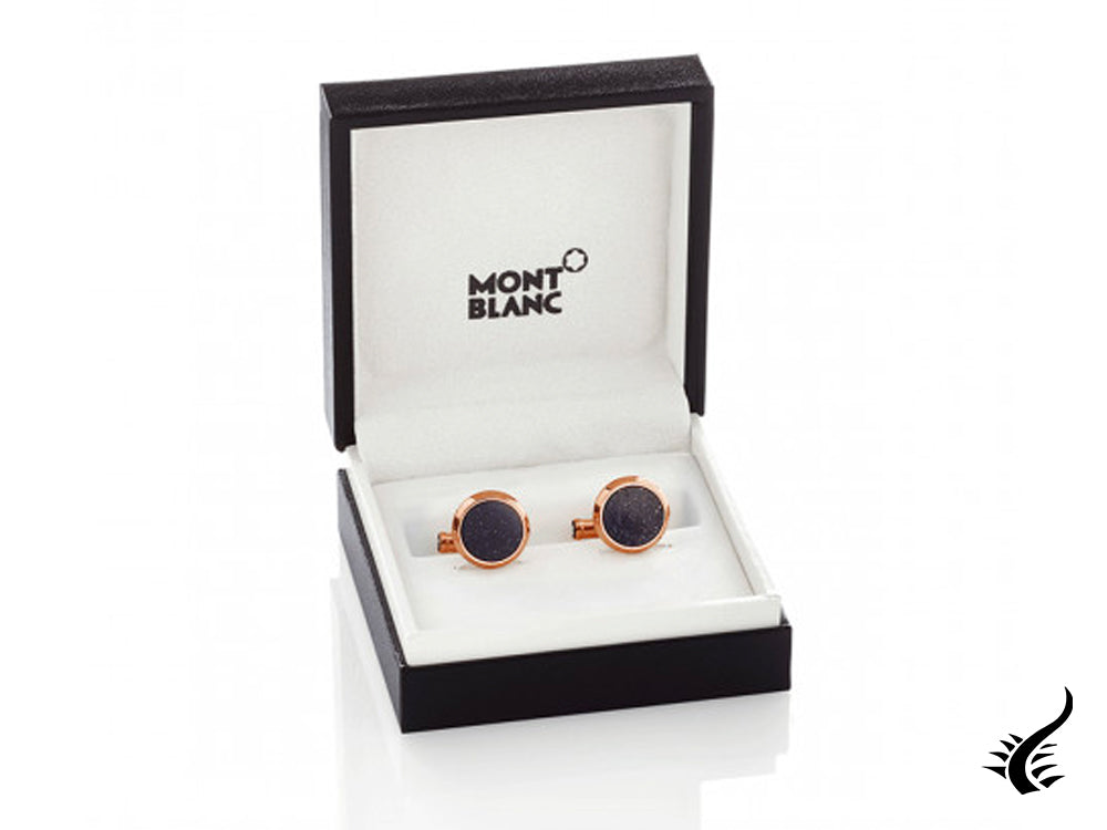 Montblanc Iconic Cufflinks, Stainless steel, Gold, Blue, Polished, 112908