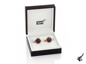 Boutons de manchette Montblanc Iconic, acier inoxydable, or, bleu, poli, 112908