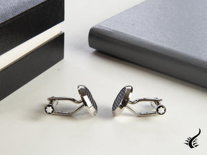 Montblanc Iconic Cufflinks, Stainless steel, Lacquer, Blue, Guilloché, 112904