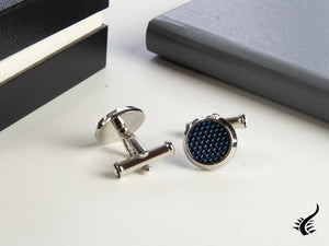 Montblanc Iconic Cufflinks, Stainless steel, Lacquer, Blue, Guilloché, 112904