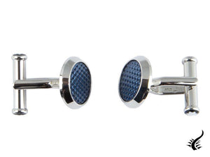 Montblanc Iconic Cufflinks, Stainless steel, Lacquer, Blue, Guilloché, 112904