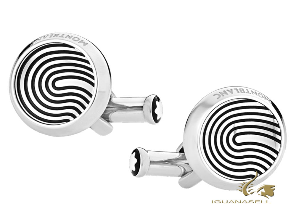 Montblanc Iconic Cufflinks, Steel, Lacquer, Silver, 123800