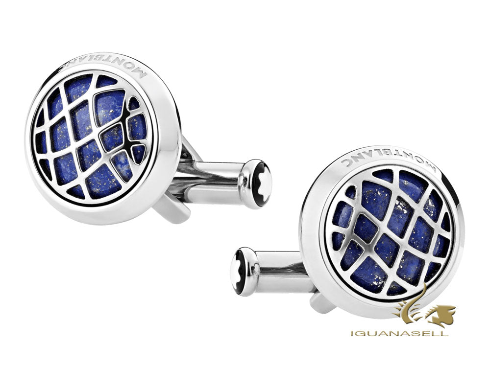 Montblanc Iconic Cufflinks, Steel, Lapis lazuli, Polished, Blue, 123801